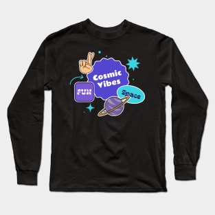 Cosmic Vibes Fun Space T-shirt Design Long Sleeve T-Shirt